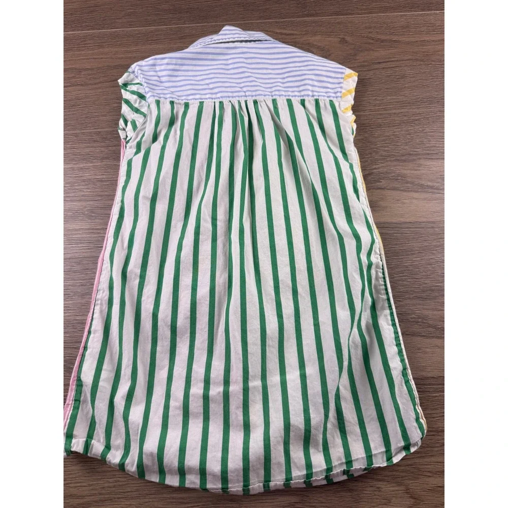 Gap Kids Girls XS Multicolor Striped Sleeveless Button Down Shirt Dress Cotton